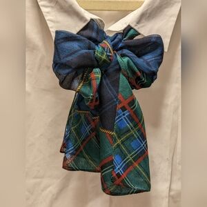 Chiffon Plaid Long Scarf Tie Cravat Neckertie Neckerchef Semi Sheer Head Scarf